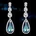 Teardrop Earrings with Crystals Blue Green Big Gem Emerald for Unique Women Grandma Dainty Jewelry Anniversary Wife Birthday Lover Drop