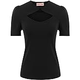Belle Poque Women’s Hollowed-Out Tops 1950s Retro Vintage Short Sleeve Cotton Blouse