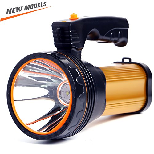 ROMER LED Rechargeable Handheld Searchlight High-power Super Bright 9000 MA 6000 LUMENS CREE Tactical Spotlight Torch Lantern Flashlight (Gold)