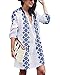 Sanifer Women's Long Sleeve Beach Cover Up Dress Embroidered Bohemian Beachwear Bathing Suits Cover Ups (US S-M)