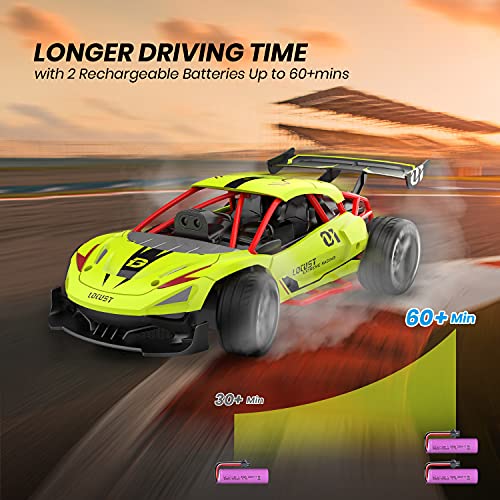 DEERC 287A 2 in 1 Auto-Sensing Remote Control Car, 15KM/H Racing Sport RC Cars with 2 Rechargeable Batteries for 60 Min, 1:20 Scale Vehicle Toy Hobby Car for Kids Teens Adults Gift