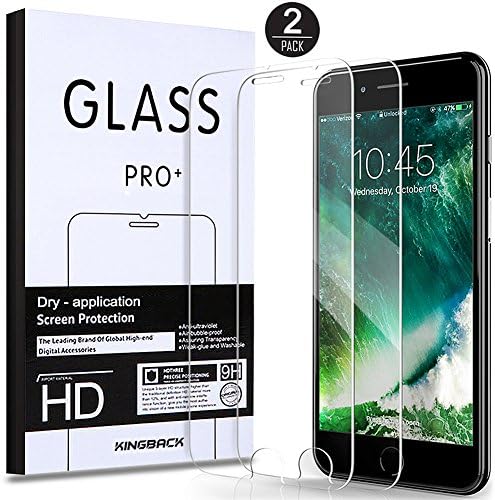 iPhone 8, 7, 6S, 6 Screen Protector, KINGBACK [Easy Installation 2-Pack] Tempered Glass Screen Protector for Apple iPhone 8, iPhone 7, iPhone 6S,6 Compatible 3D Touch and most Cases [4.7" inch]
