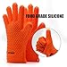 Oven Mitts Silicone Smoker Heat Resistant BBQ Grilling Gloves Safe Handling of Hot Food, Pots and Pans for Cooking Baking Meat Handling Barbecue Potholder-Orange