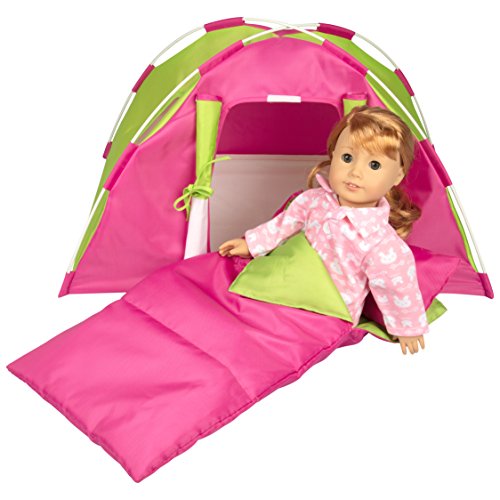 Dress Along Dolly Doll Tent w Sleeping Bag American Girl other 18 inches dolls - 23 x 15 x 14 in