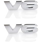 2PC 3D V6 Emblem Metal Badge Decal Car Fender Trunk for 4Runner Tacoma Sequoia (Silver)