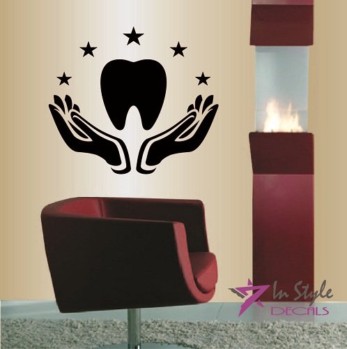 Wall Vinyl Decal Home Decor Art Sticker Tooth In Open Hands