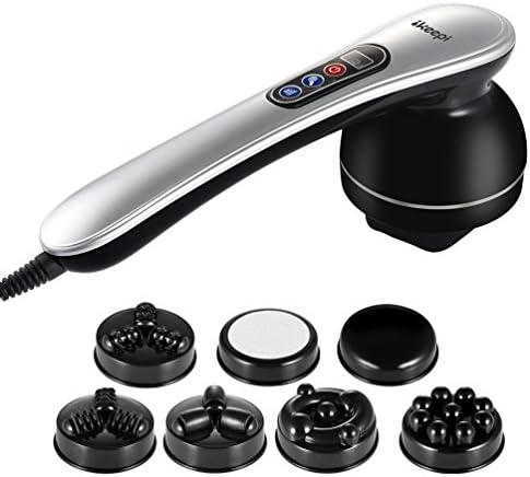 Ikeepi Percussion Massager Handheld Deep Tissue Massager with 5 Interchangeable Nodes &6 Speeds & 6 Modes Electric Neck Back Massage for Shoulder Foot Leg Body Muscle Pain Relief