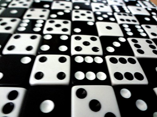 100 Black and White Dice with FREE Dice Bag