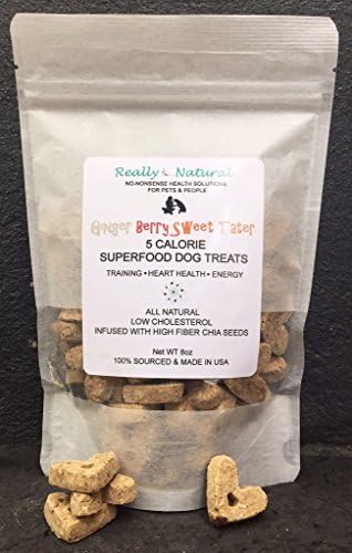 New! Small Batch Chia Dog Treats: 5 Calorie Ginger Berry Sweet Tater, All Natural, No Corn - Wheat - Soy, Sourced &amp; Made in USA, Human Grade (Six 8 oz bags, about 390 treats)