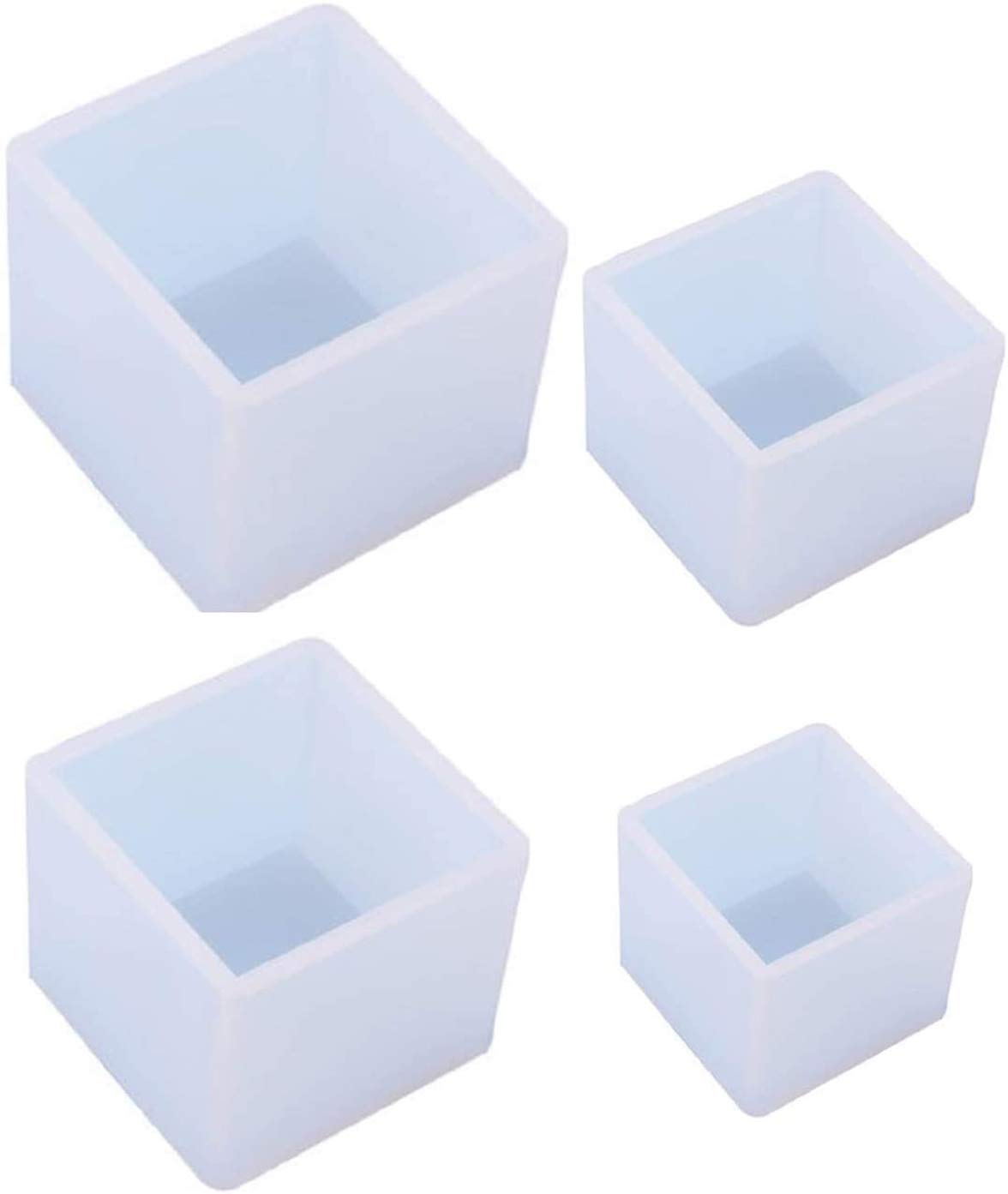 4 Sizes Square Cube Silicone Resin Molds Tool for Polymer Clay, Crafting, Resin Epoxy, Jewelry Making