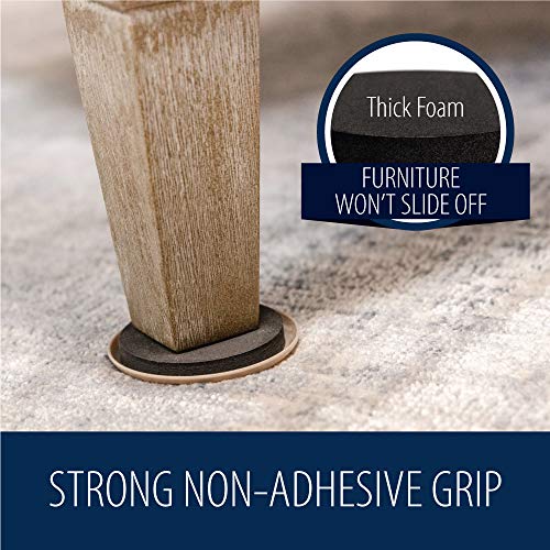 MIGHTY MONKEY Premium Furniture Sliders, 8 Pack, for Carpeted and Hard Floor Surfaces, Felt Furniture Coaster Pads, Gripper Sliders Protect Floors, Durable Foam Pad to Easily Move Couches, Sofa, Bed