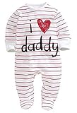 Newborn Baby Pure Cotton Long Sleeve Romper I Love Mommy Daddy Footed Jumpsuit (0-6 Months, Father Print)
