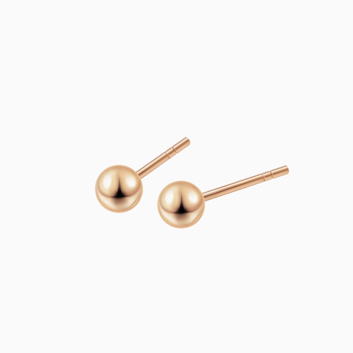 VIKI LYNN Women Girls 18k Rose Gold 3mm Ball Stud Earrings