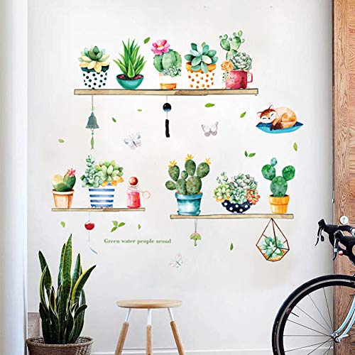Poorminer-Cartoon-Cactus-Wall-Sticker-Potted-Green-Plants-Wall-Decal-Removable-DIY-Mural-Art-Decoration-for-Living-Room-Kids-Baby-Bedroom-Kitchen-Nursery-Home-Decor