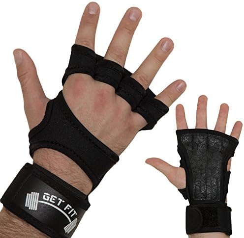 Weight Lifting Gloves with Silicone Padding and Built-In Wrist Wraps. Ideal for Cross Training, Lifting, WODs, Gym, Workout, Fitness, Weightlifting, Pull Ups for Men &amp; Women (BLACK, MEDIUM)
