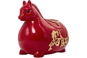 Cartoon Horse Statue Piggy Bank, Chinese Year of Horse Coin Bank Money Jar Money Saving Box Ornament for Chinese New Year Spr