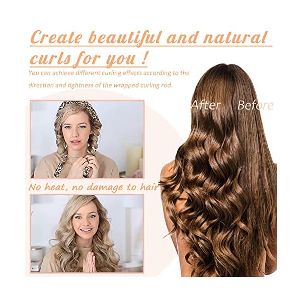 Heatless Curlers Headband for Long Hair, Silk Ribbon Curling Rod Lazy Natural Soft Wave Formers Sleeping Overnight Hair…