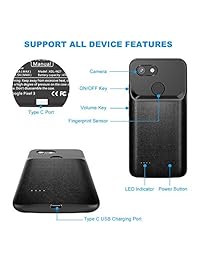 NEWDERY   Funda de batería para  Pixel 3 XL (4700 mAh, incluye bisagras de poliuretano termoplástico, funda de carga recargable, compatible con  Pixel 3XL)