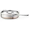 All-Clad Copper Core 5-Ply Stainless Steel Sauté Pan with Steel Lid 3 Quart Induction Oven Broiler Safe 600F Pots and Pans, C