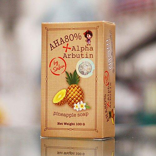 5x80G.Alpha Arbutin Skin Whitening Soap AHA 80% , Pineapple Soap Skin Lightening