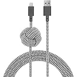Native Union NIGHT Cable - 10ft Ultra-Strong Reinforced [Apple MFi Certified] iPhone / iPad Lightning to USB Charging Cable with Weighted Knot (Zebra)