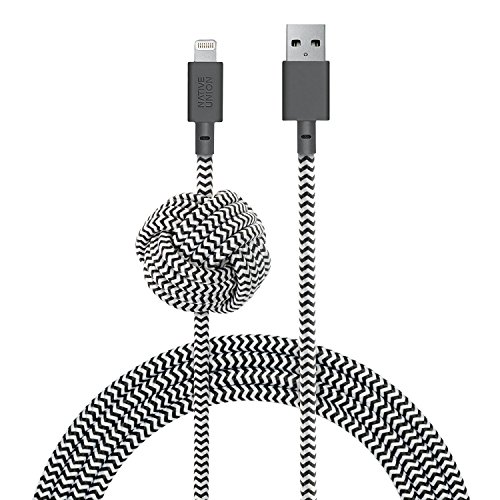 Native Union Night Cable - 10ft Ultra-Strong Reinforced [Apple MFi Certified] Durable Lightning to USB Charging Cable with Weighted Knot for iPhone/iPad (Zebra)