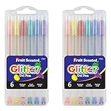 BAZIC 6 Fruit Scented Glitter Color Gel Pen with Case, 2 Pack, Total 12.