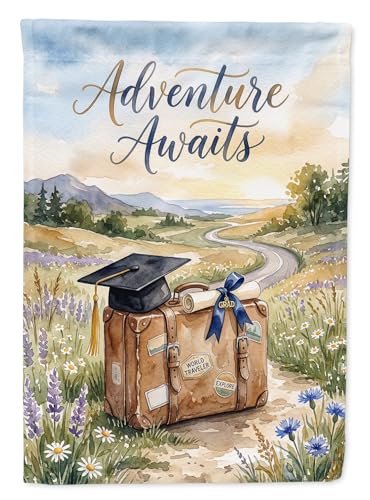 Caroline's Treasures Adventure Awaits Graduation House Flag Large Porch Sleeve…