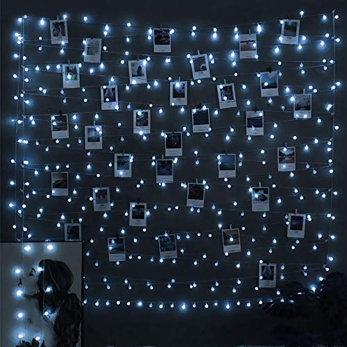 GHodec Photo Clip String Lights, Battery Powered 20 LEDs Fairy String Lights with 10-Clip for Hanging Pictures/Cards/Artwork/Photos/Memos/Party/Decor (Cold White)