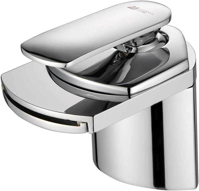 Interougehome Chrome Waterfall Basin Sink Mixer Tap, Bathroom Lever Faucet