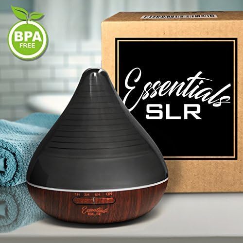 SLR 300ml Aromatherapy Essential Oil Smoked Diffuser BPA Free - Multi-Color Changing LED, Wood Design, Ultrasonic Aroma Air Humidifier, Auto Shut-Off Timer Settings, 7 Colors