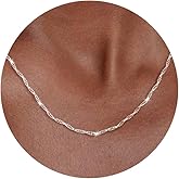 Carffordo 925 Sterling Silver Necklace Silver Chain Necklace for Women Twist Chain 16K Gold Plated Chain Simple Dainty Necklace for Women Waterproof Trendy Jewelry Gift