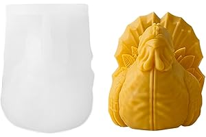 Xidmold 3D Turkey Candle Soap Mold, Thanksgiving Christmas Turkey Silicone Mold for Fondant, Soy Wax Candle, Soap, Plaster, Epoxy Resin Casting, DIY Crafts (A)