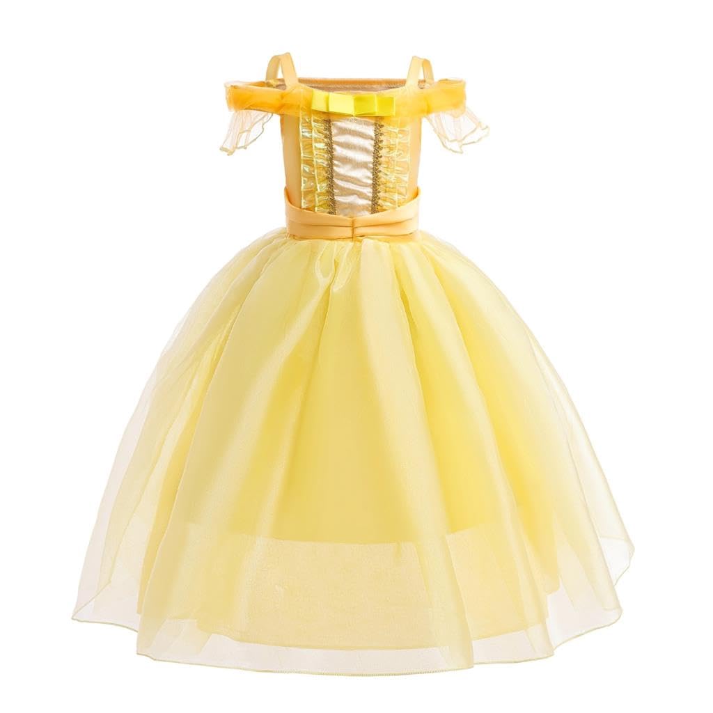 Lito Angels Princess Belle Costume Fancy Dress Up Birthday Party Outfit for Girls Kids Age 6-7 Years Yellow