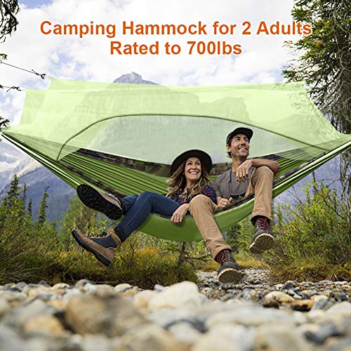 Hieha Double Camping Hammock with Mosquito Net, Portable Nylon Hiking