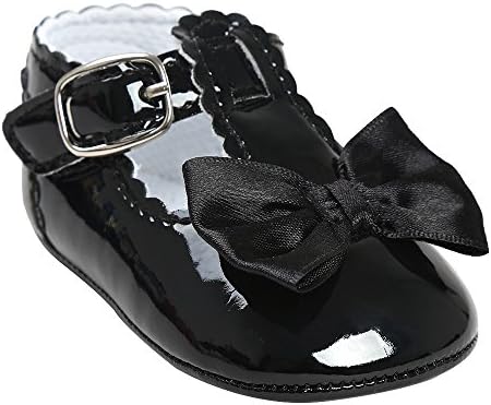 QGAKAGO Infant Baby Girls Bowknot Soft Sole Prewalker Mary Jane Shoes Princess Crib Light Shoes
