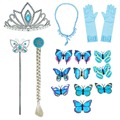 Princess Cinderella Costume Girls Dress Up With Accessories 5-6 Years (Blue 120cm)