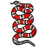 Red Snake Embroidered Iron-On Applique Patch, Embroidery Patch by 1 pc, 11-1/2'', TR-11295