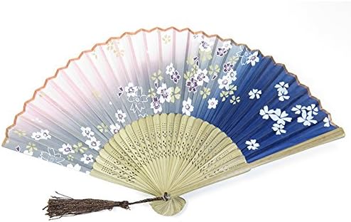 WEYNG Foldable Fan Beautiful Flower Bamboo Portable Handheld Folding Fans