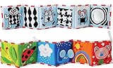 Kolamom Clip-On Baby Pram Carriage Crib Stroller Cloth Books Crib Bumper Crinkle Soft Book for Babies Early Development Learning & Education Toys for Newborn Infants Toddlers Children Kids (cat)