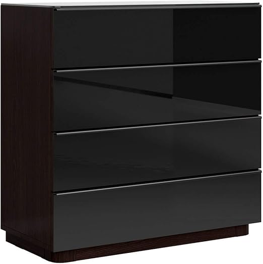 Amazon Com Helvetia Togo Black Gloss 4 Drawer Chest Home Kitchen