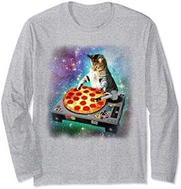 Unisex DJ Cat eats pizza in galaxy XL: Heather Grey