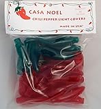 Red and Green Chili Pepper Christmas Light Covers Set of 35 - Fit Over Mini Christmas Lights - Great for International Use