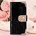 Shining Crystal Flip Wallet luxury PU leather case cover skin for iPhone 5 5G (Black)