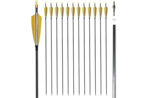 Jocoo 12Pack 30-inch Carbon Arrow with 4" Turkey Feathers, Hunting/Targeting Arrow for Compound Recurve Longbow