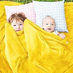 Fleece Yellow Throw Blanket for Couch Cozy Soft