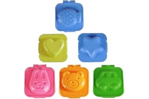 Onigiri Mould,Rice Ball Maker, Boiled Egg Mould 3D Cartoon Sushi Rice Moulds 6Pcs Plastic Egg Shaper DIY Tools Bento Accessor