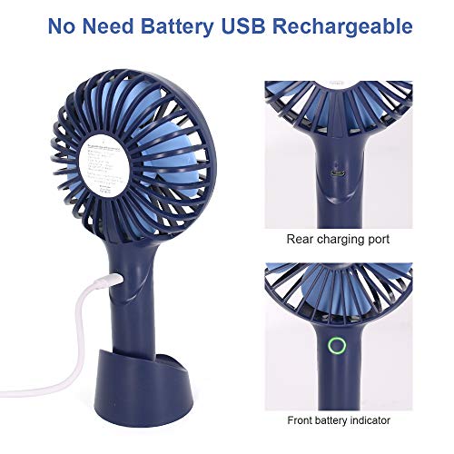 Mini Handheld USB Fan Rechargeable Personal Portable Fan,4 Speeds Battery Operated Desk Fan with Phone Stand Base Powerful Airflow for Office Room Outdoor Traveling