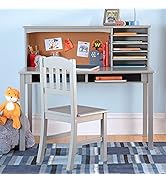 Guidecraft Children’s Media Desk and Chair Set – Gray: Student's Study Computer Workstation and W...