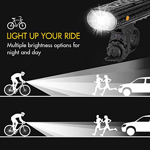 Te-Rich Bicycle Lights, 800 Lumens Bike Light Front Rechargeable & LED Rear Bike Light, Super Bright Cycling Headlight and Taillight Set, Safety Accessories for Kids/Women/Men, Fit Road/MTB Bikes